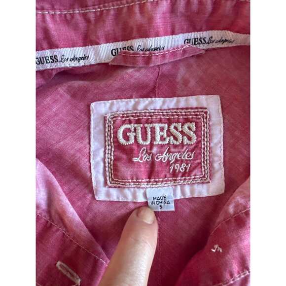 Guess Womens Pink Long Sleeve Button-Up Shirt Size S - Picture 8 of 10